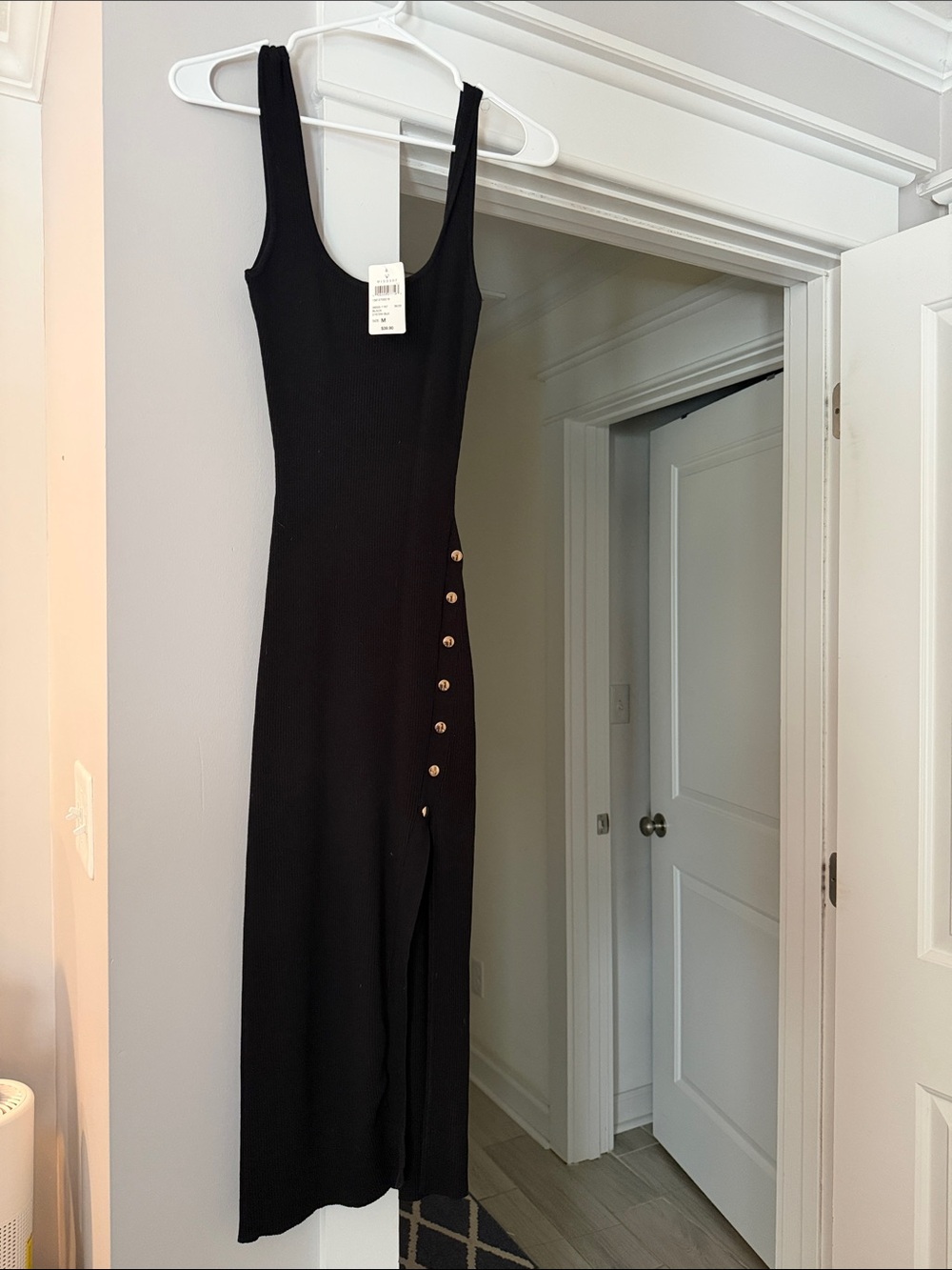 Windsor Black Sleeveless Maxi Dress with Side Button Detail
